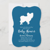 Papillon Dog Baby shower Blue Boy Kaart (Voorkant)