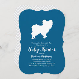 Papillon Dog Baby shower Blue Boy Kaart