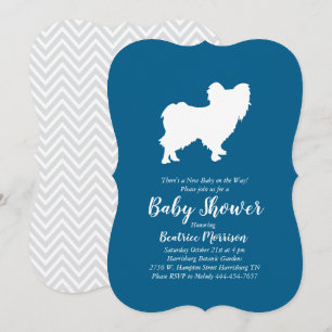 Papillon Dog Baby shower Blue Boy Kaart