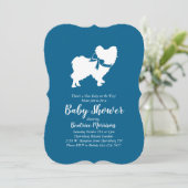Papillon Dog Baby shower Blue Boy Kaart (Staand voorkant)