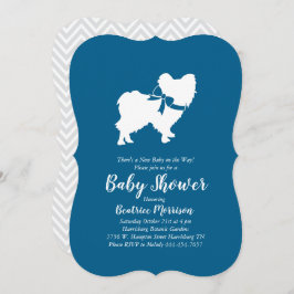 Papillon Dog Baby shower Blue Boy Kaart