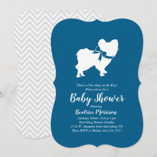 Papillon Dog Baby shower Blue Boy Kaart