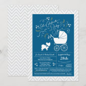 Papillon Dog Baby shower Blue Boy Kaart (Voorkant / Achterkant)