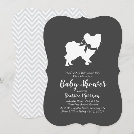 Papillon Dog Baby shower Geslacht Neutraal Kaart (Voorkant / Achterkant)