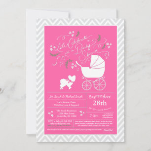 Papillon Dog Baby shower Pink Girl Kaart