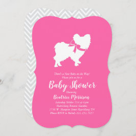 Papillon Dog Baby shower Pink Girl Kaart