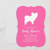 Papillon Dog Baby shower Pink Girl Kaart (Voorkant / Achterkant)