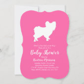 Papillon Dog Baby shower Pink Girl Kaart (Voorkant)