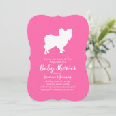 Papillon Dog Baby shower Pink Girl Kaart (Staand voorkant)