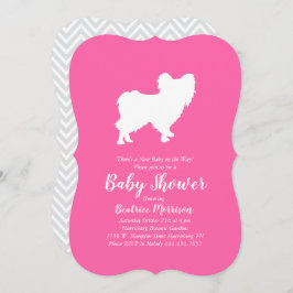 Papillon Dog Baby shower Pink Girl Kaart