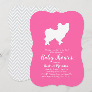 Papillon Dog Baby shower Pink Girl Kaart