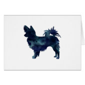 Papillon Dog Black Waterverf Silhouette Card (Voorkant Horizontaal)