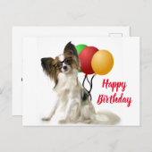 Papillon Dog Briefkaart met Birthday Greeting (Voorkant / Achterkant)
