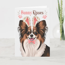 Papillon Dog Bunny Ears voor Pasen Feestdagen Kaart