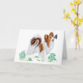 Papillon Dog & Butterfly Eye to Eye Kaart (Gele Bloem)