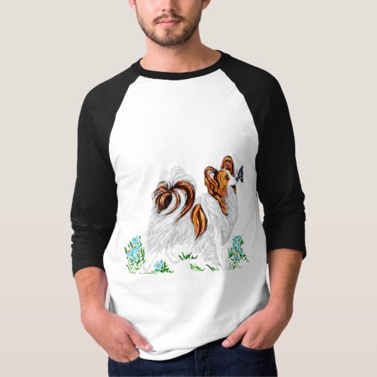 Papillon Dog & Butterfly Eye to Eye T-shirt (Voorkant)