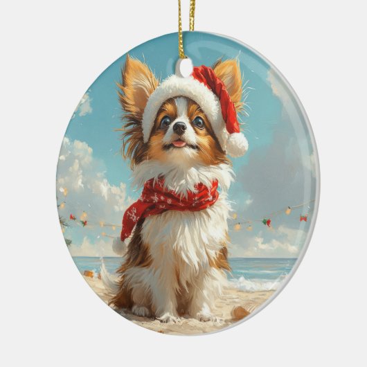 Papillon Dog Christmas Beach Keramisch Ornament (Links)
