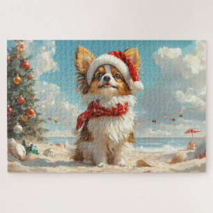 Papillon Dog Christmas  Beach Legpuzzel
