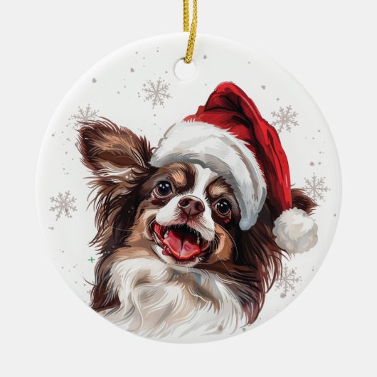 Papillon Dog Christmas Personalized Keramisch Ornament (Voorkant)