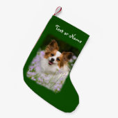 Papillon Dog Cute Pet Foto - Persoonlijke kerstman Kleine Kerstsok (Voorkant (Hangend))
