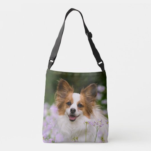 Papillon Dog Cute Romantic Potrait Foto - on Crossbody Tas (Achterkant)