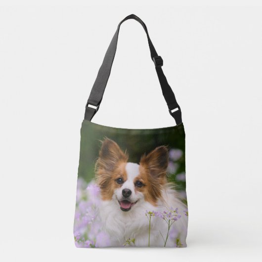 Papillon Dog Cute Romantic Potrait Foto - on Crossbody Tas (Voorkant)