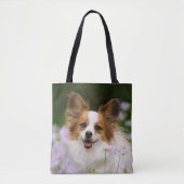 Papillon Dog Cute Romantic Potrait Foto - Tote Bag (Voorkant)