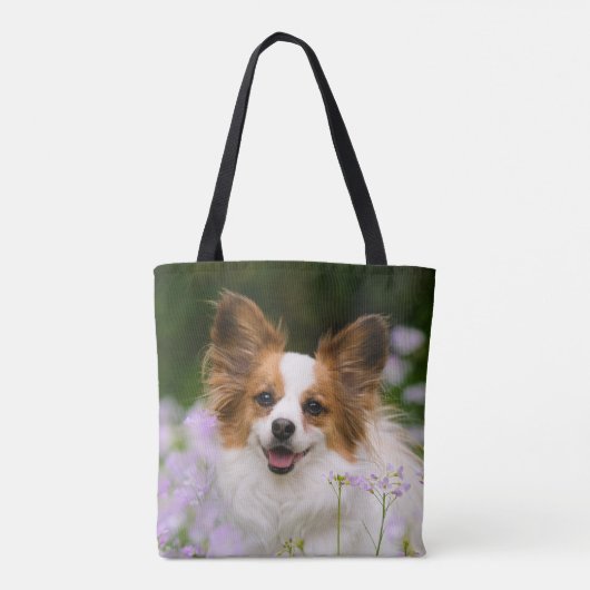 Papillon Dog Cute Romantic Potrait Foto - Tote Bag (Achterkant)