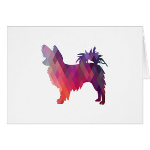 Papillon Dog Geo Pattern Silhouette Paarse Card