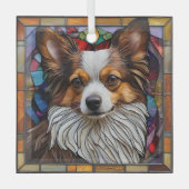 Papillon Dog "Glas in lood" Glas Ornament (Voorkant)