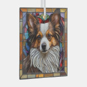 Papillon Dog "Glas in lood" Glas Ornament (Voorkant Rechts)