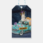 Papillon Dog Halloween Truck Cadeaulabel (Achterkant)