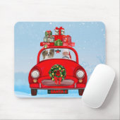Papillon Dog in auto met kerstman Muismat (Met muis)