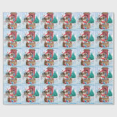 Papillon Dog in het sneeuwkersthondenhuis Cadeaupapier (Vlak)