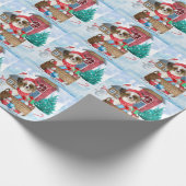 Papillon Dog in het sneeuwkersthondenhuis Cadeaupapier (Hoek)