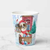 Papillon Dog in het sneeuwkersthondenhuis Papieren Bekers (Achterkant)