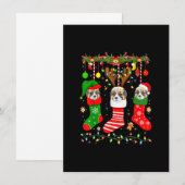 Papillon Dog in kerstsockets met lichte sms'jes Kaart (Voorkant / Achterkant)