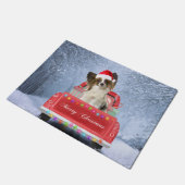 Papillon Dog in sneeuw, met kerstmis Deurmat (Schuin)