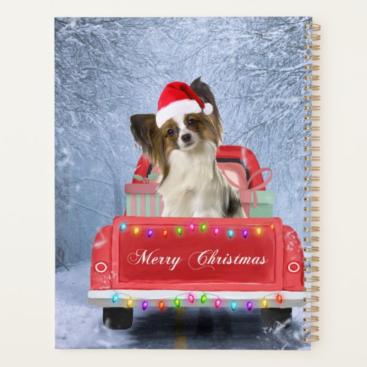 Papillon Dog in sneeuw, met kerstmis Planner (Achterkant)