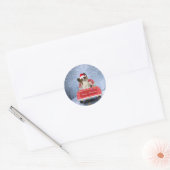 Papillon Dog in sneeuw, met kerstmis Ronde Sticker (Envelop)