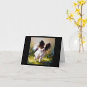 Papillon Dog Kaart (Gele Bloem)