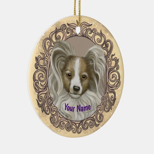 Papillon Dog Keramisch Ornament (Rechts)