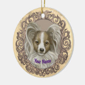 Papillon Dog Keramisch Ornament (Links)