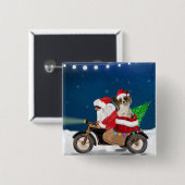 Papillon Dog kerstkerstkerstman Vierkante Button 5,1 Cm (Voorkant /achterkant)