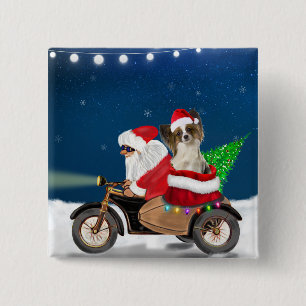 Papillon Dog kerstkerstkerstman Vierkante Button 5,1 Cm