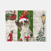 Papillon Dog Kerstmis Deurmat (Voorkant)