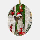Papillon Dog Kerstmis Keramisch Ornament (Rechts)