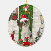 Papillon Dog Kerstmis Keramisch Ornament (Links)