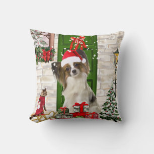 Papillon Dog Kerstmis Kussen