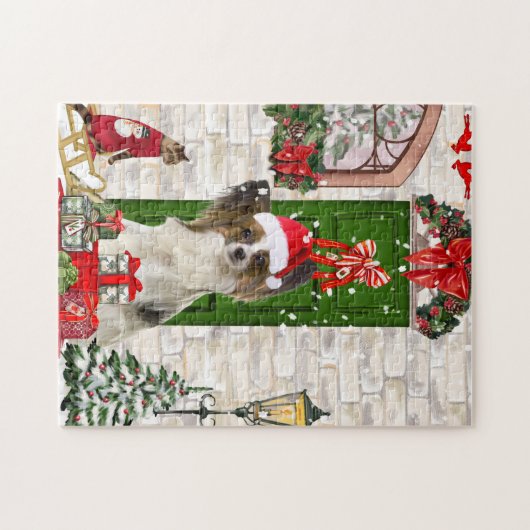 Papillon Dog Kerstmis Legpuzzel (Horizontaal)